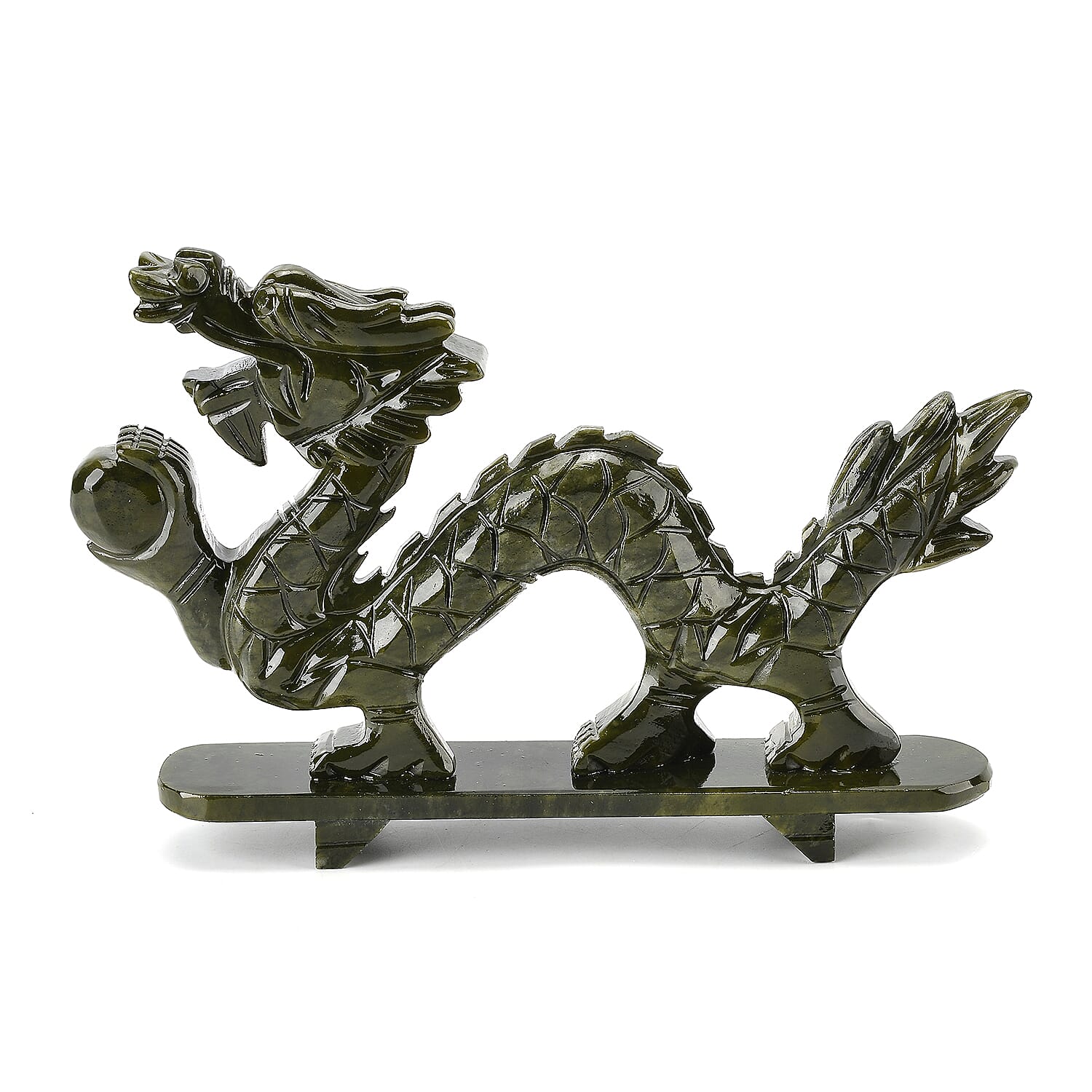 TJC EXCLUSIVE - Extremely Rare Hand Chinese Jade  Carved (Serpentine) Dragon Ornament - Symbolising Strength & Perseverance With Bracelet (Size 7.5 Strechable) 6595.00 Ct.