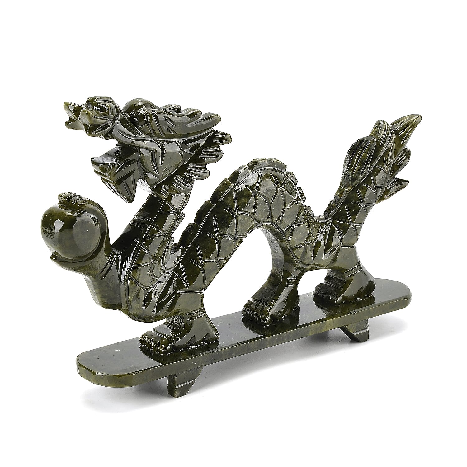 TJC EXCLUSIVE - Extremely Rare Hand Chinese Jade  Carved (Serpentine) Dragon Ornament - Symbolising Strength & Perseverance With Bracelet (Size 7.5 Strechable) 6595.00 Ct.