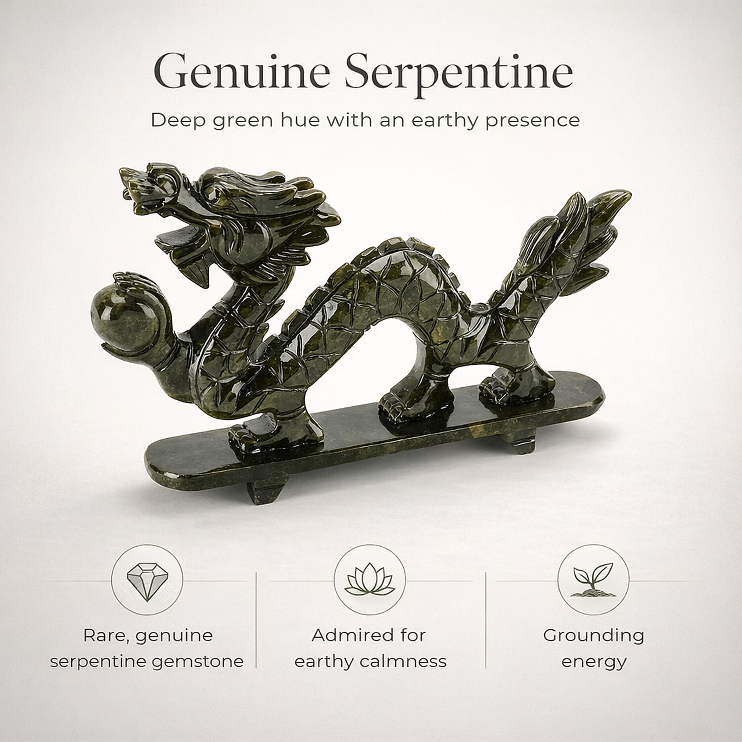 TJC EXCLUSIVE - Extremely Rare Hand Chinese Jade Carved (Serpentine) Dragon Ornament - Symbolising Strength & Perseverance With Bracelet (Size 7.5 Strechable) 6595.00 Ct.