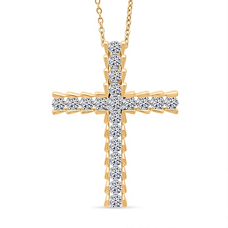 Luxuriant Lab Grown Diamond (SI-GH) Pendant with Chain (Size 18 - 2) in 18K Vermeil Yellow Gold Plated Sterling Silver 1.00 Ct.