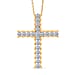 LUXURIANT 1 Ct. Lab Grown Diamond Cross Pendant with Chain in Rhodium Overlay Sterling Silver