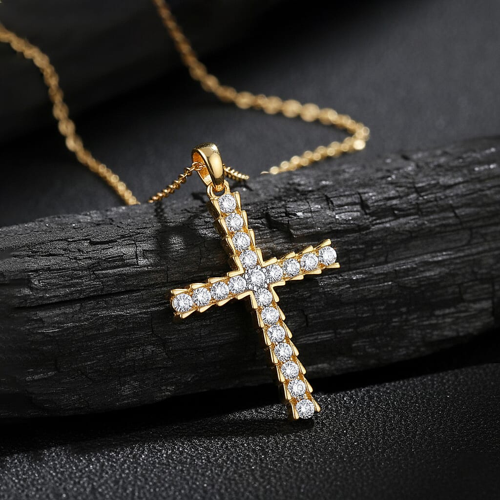 Luxuriant Lab Grown Diamond (SI-GH) Pendant with Chain (Size 18 - 2) in 18K Vermeil Yellow Gold Plated Sterling Silver 1.00 Ct.