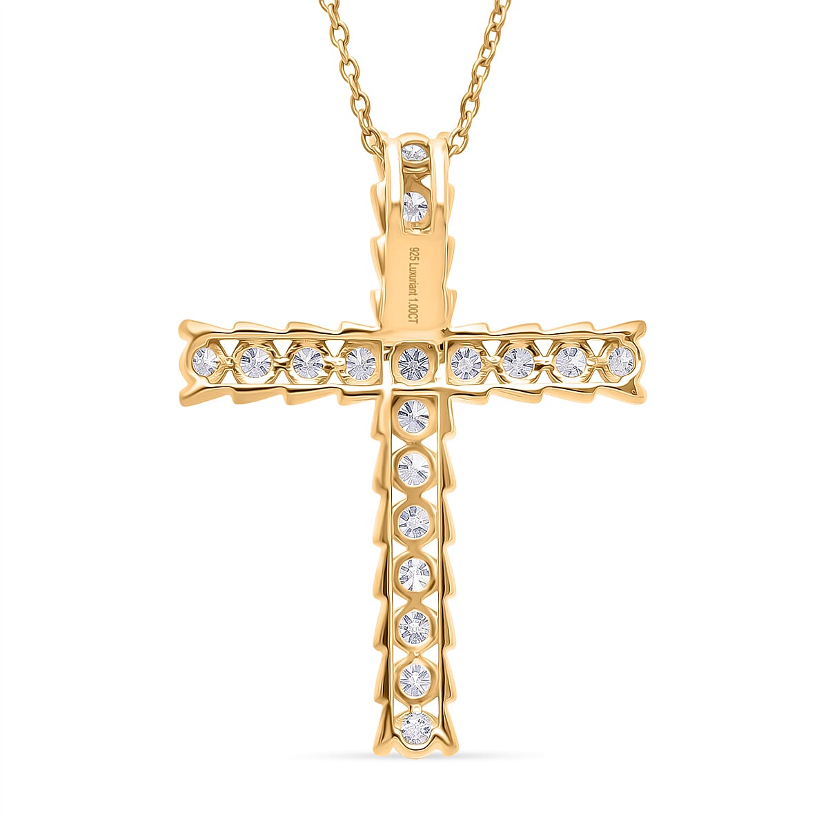 Luxuriant Lab Grown Diamond (SI-GH) Pendant with Chain (Size 18 - 2) in 18K Vermeil Yellow Gold Plated Sterling Silver 1.00 Ct.