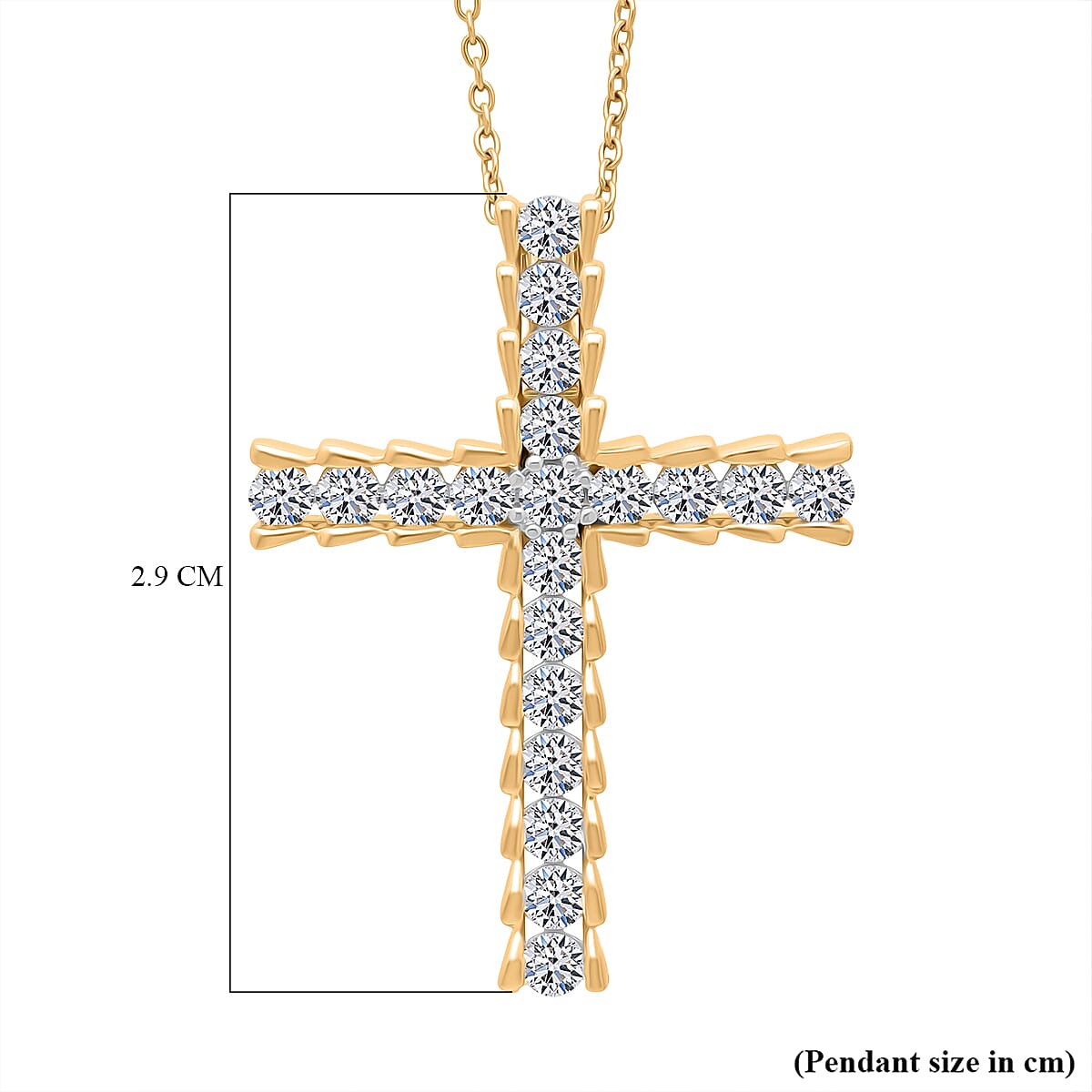 Luxuriant Lab Grown Diamond (SI-GH) Pendant with Chain (Size 18 - 2) in 18K Vermeil Yellow Gold Plated Sterling Silver 1.00 Ct.