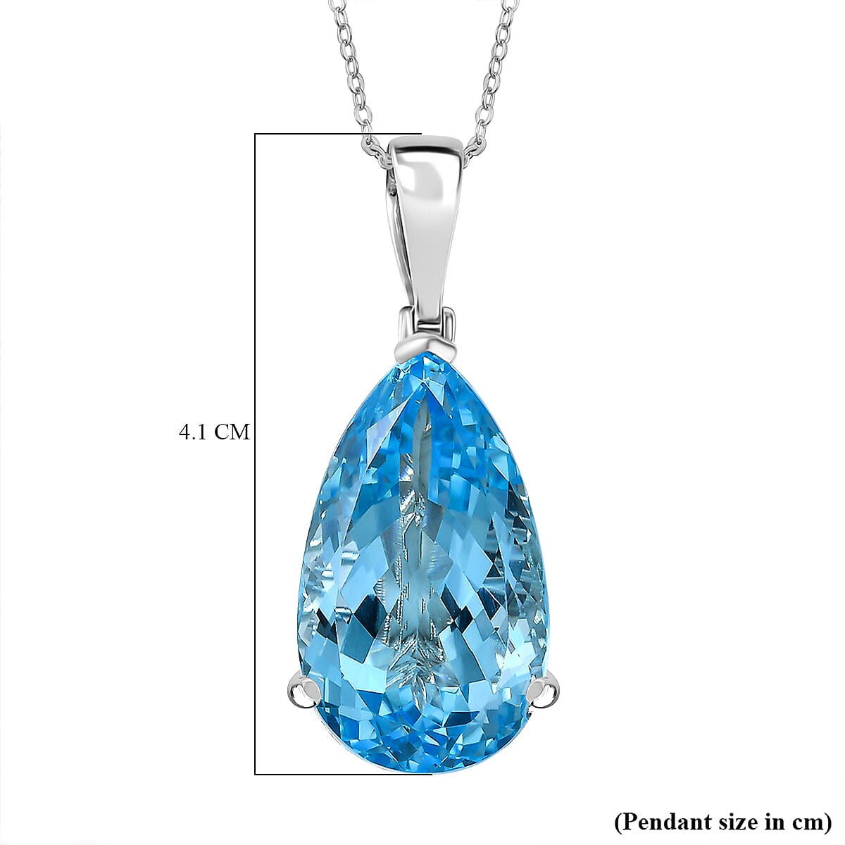 D'Joy Skyblue Topaz Pendant with Chain (Size 20) in Rhodium Overlay Sterling Silver 50.32 Ct.