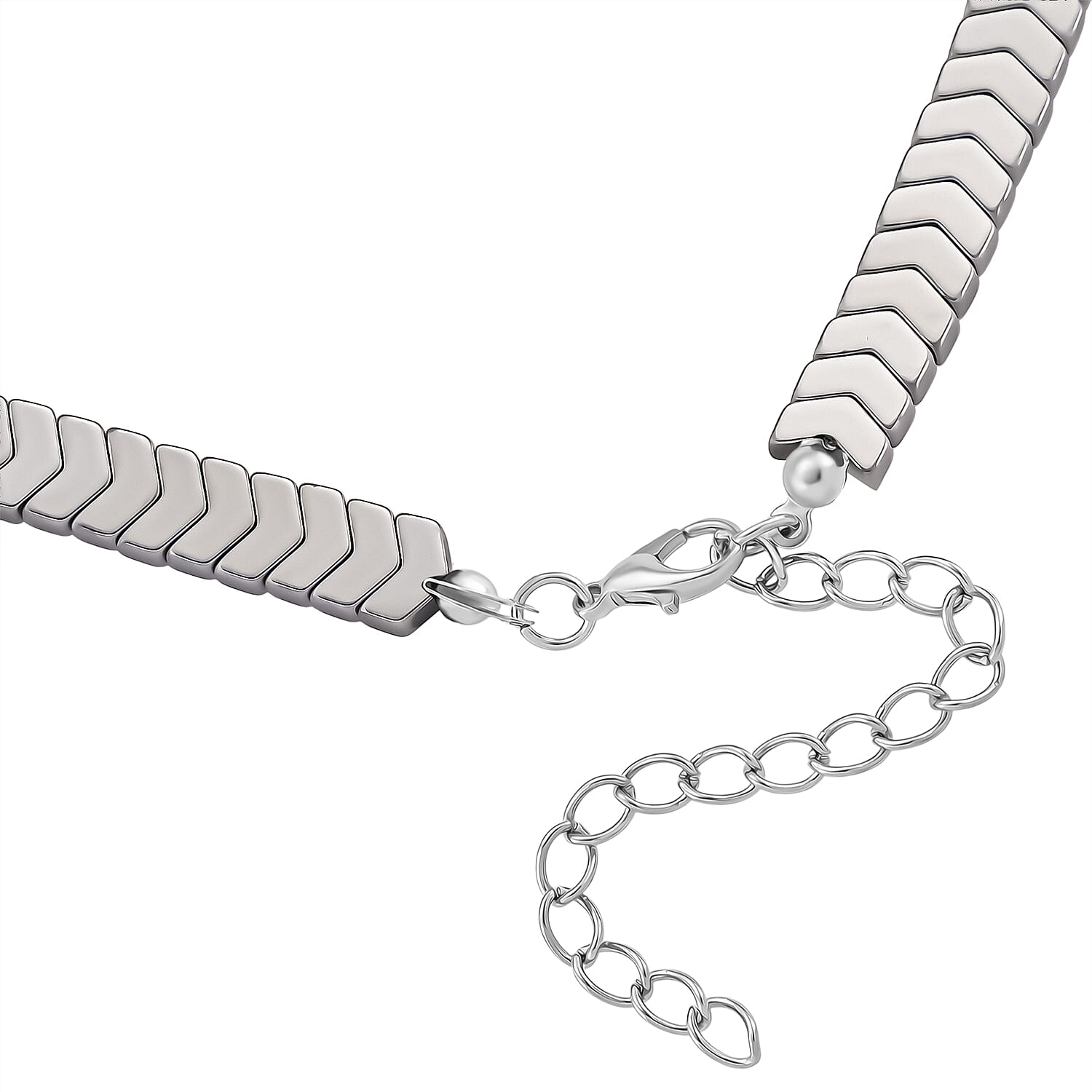 2 Piece Set -  Silver Plated Hematite Stone Bracelet and Fancy Necklace 303.50ct  303.500  Ct.