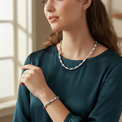 2 Piece Set -  Hematite Fancy Necklace and Fancy Bracelet 494.00ct  494.000  Ct.