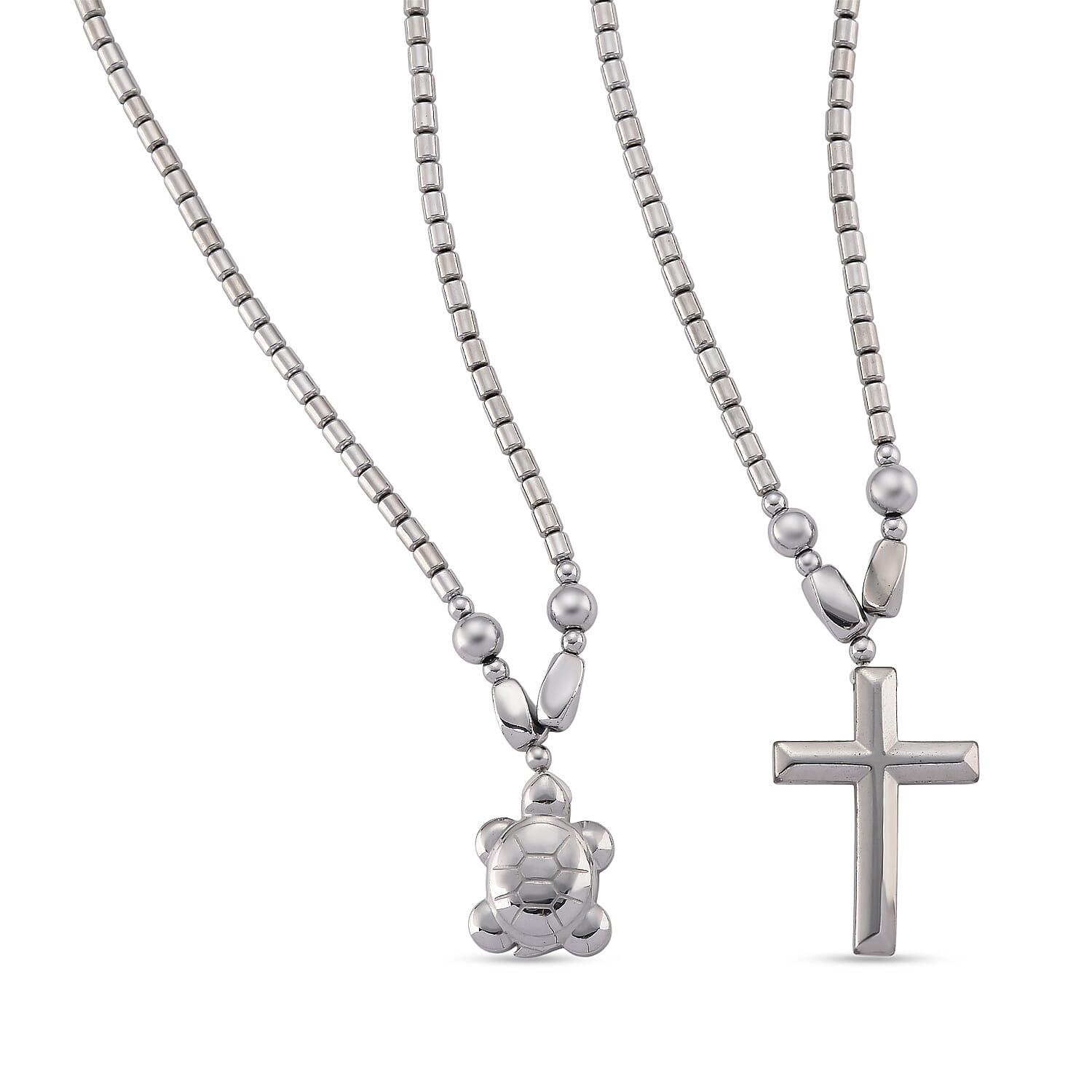 Set of 2 -  Silver Plated Hematite Fancy Necklace 448.50ct  448.500  Ct.