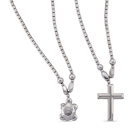 Set of 2 -  Silver Plated Hematite Fancy Necklace 448.50ct  448.500  Ct.