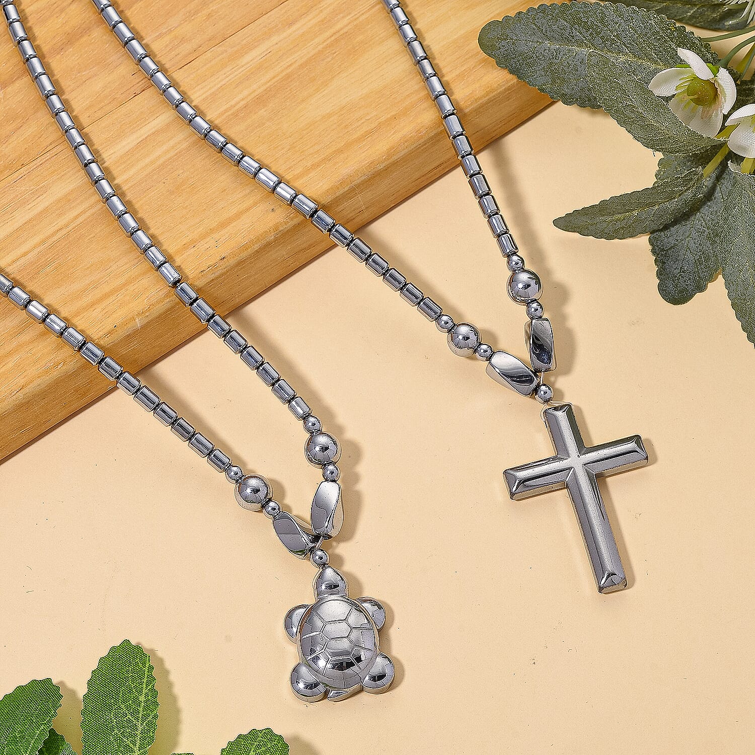 Set of 2 -  Silver Plated Hematite Fancy Necklace 448.50ct  448.500  Ct.