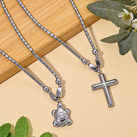 Set of 2 -  Silver Plated Hematite Fancy Necklace 448.50ct  448.500  Ct.