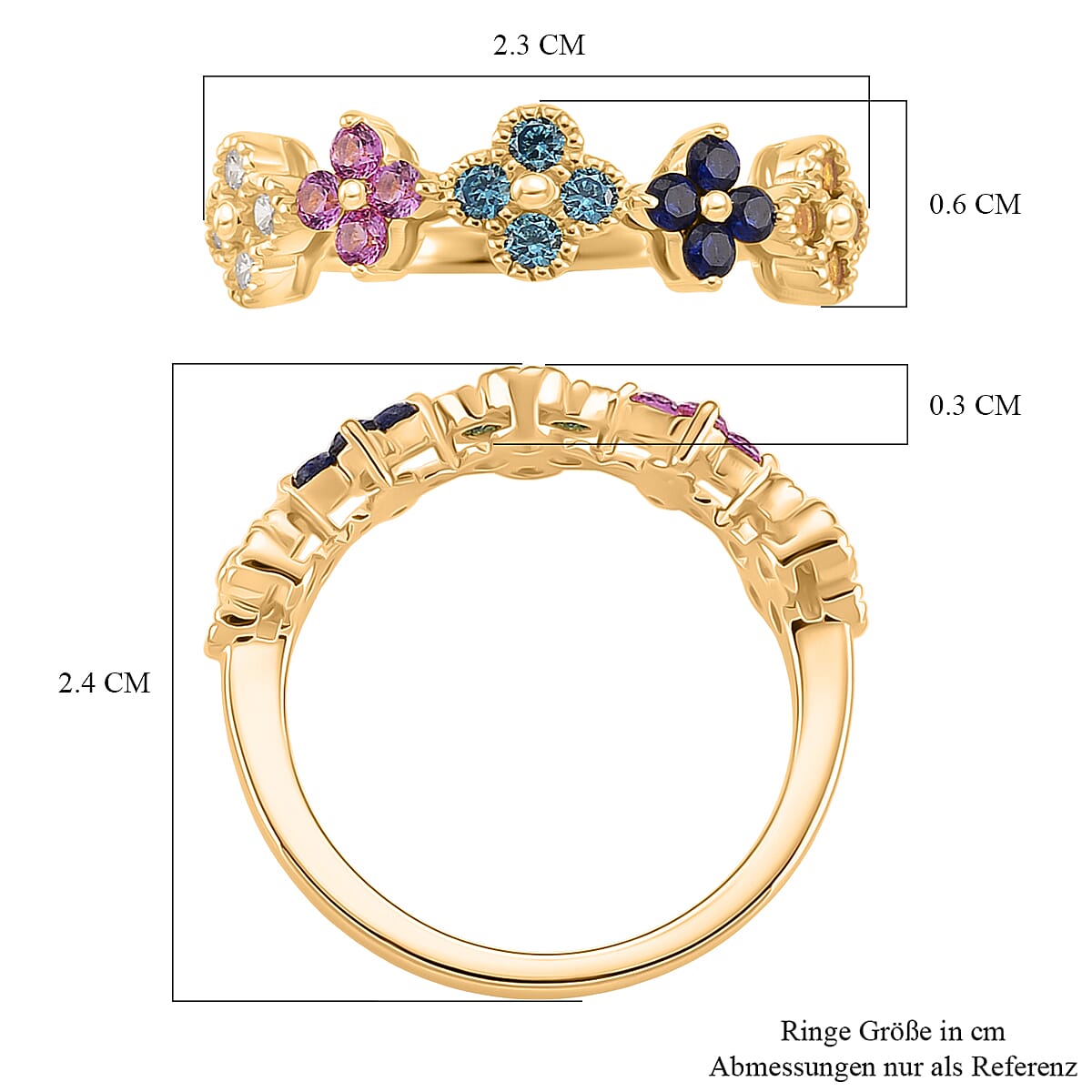 2 Piece Set -  Multi Color Cubic Zirconia Fancy Necklace and Fancy Ring  Sterling Silver  Wt. 5.4 Gms  1.680  Ct.