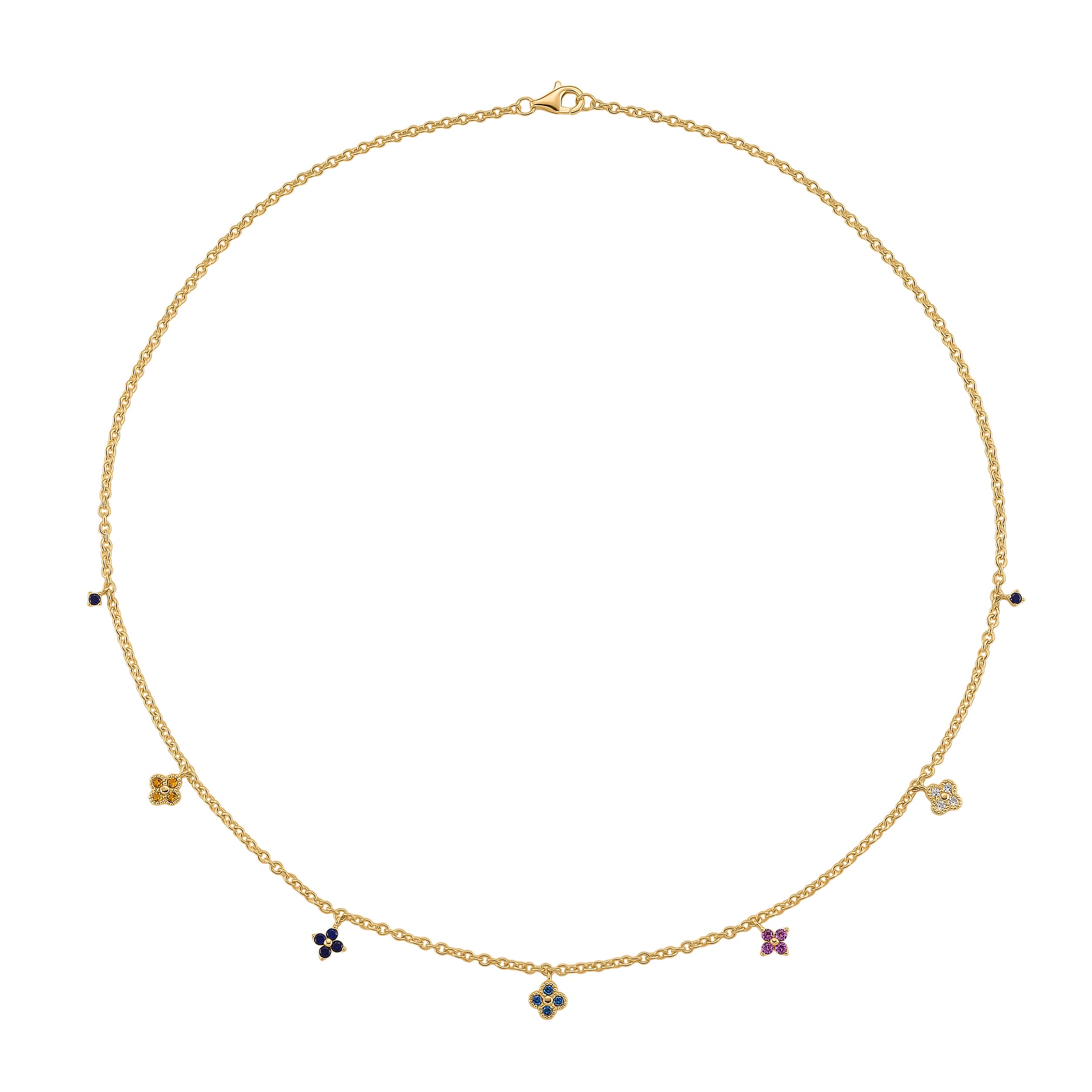 2 Piece Set -  Multi Color Cubic Zirconia Fancy Necklace and Fancy Ring  Sterling Silver  Wt. 5.4 Gms  1.680  Ct.