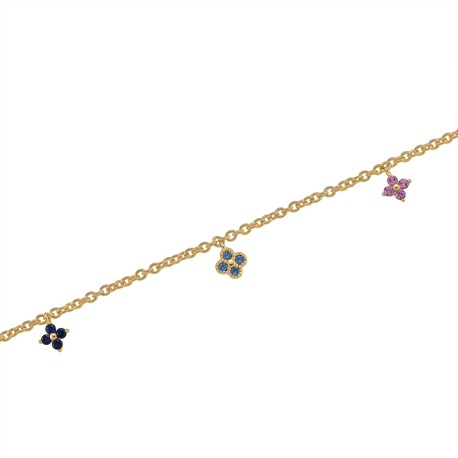 2 Piece Set -  Multi Color Cubic Zirconia Fancy Necklace and Fancy Ring  Sterling Silver  Wt. 5.4 Gms  1.680  Ct.