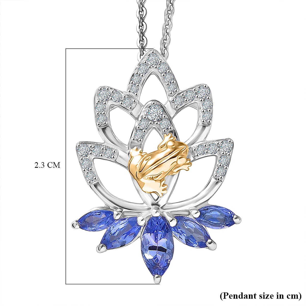 GP - Italian Garden Collection - Tanzanite, White Zircon & Blue Sapphire Pendant with Chain (Size 20) in Rhodium Overlay Sterling Silver 1.11 Ct.