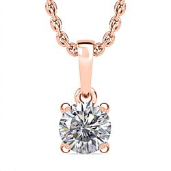 Moissanite Pendant with Chain (Size 20) in Platinum Overlay Sterling Silver