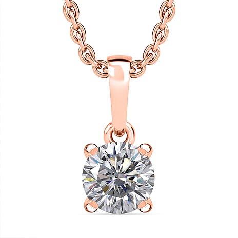Moissanite Pendant with Chain (Size 20) in 18K Rose Gold Plated Sterling Silver