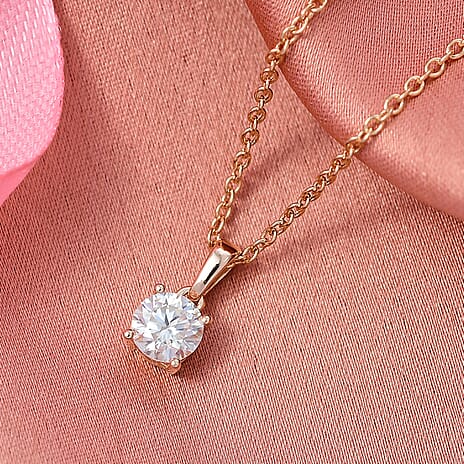 Moissanite Pendant with Chain (Size 20) in 18K Rose Gold Plated Sterling Silver