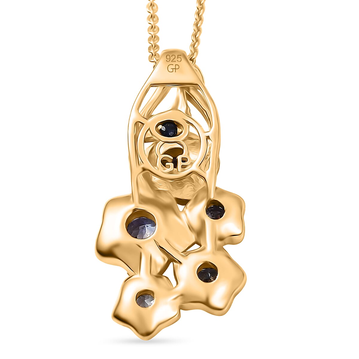 GP - Italian Garden Collection - Tanzanite & Blue Sapphire Pendant with Chain (Size 20) in 18K Vermeil Yellow Gold Plated Sterling Silver