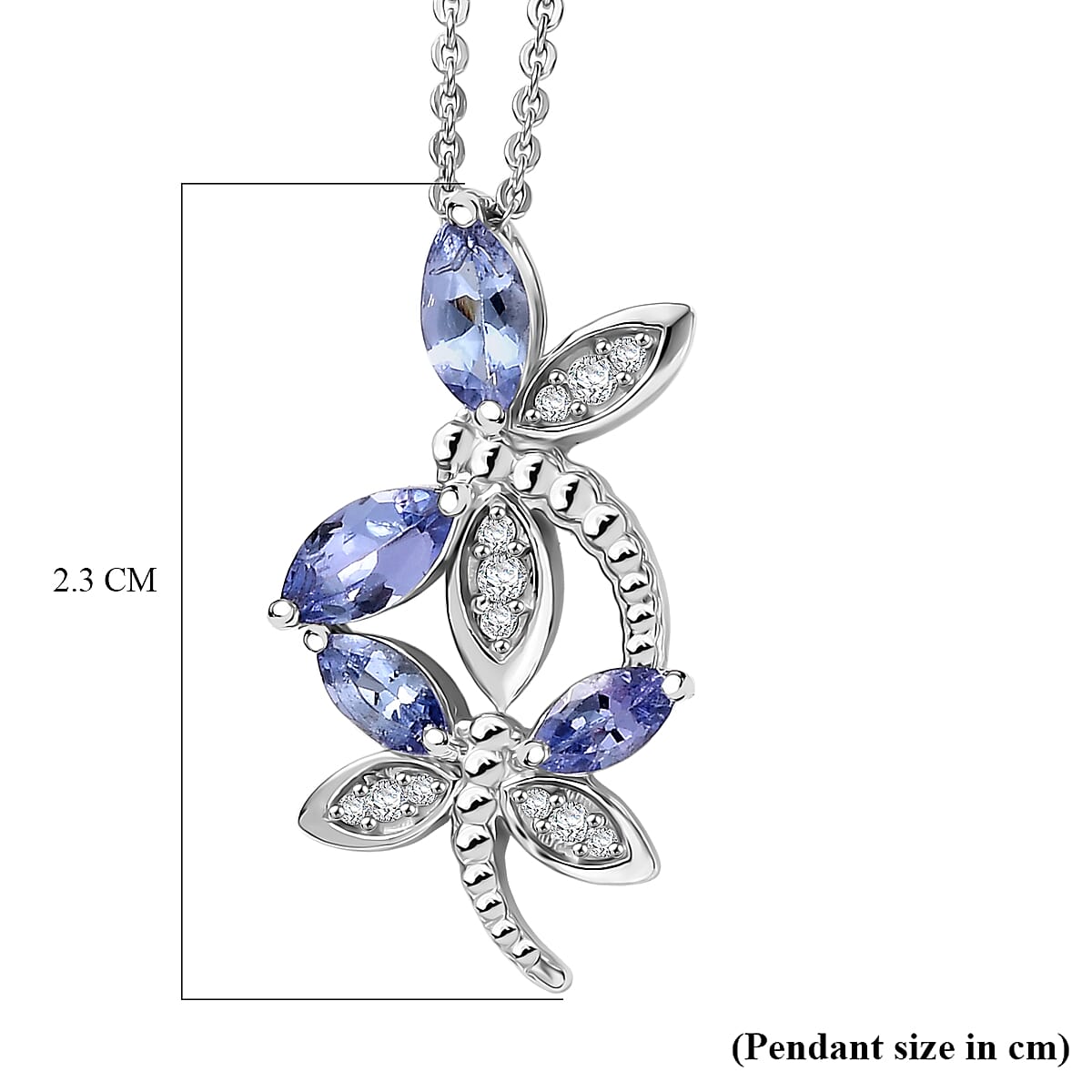 GP - Italian Garden Collection - Tanzanite, White Zircon & Blue Sapphire Pendant with Chain (Size 20) in Rhodium Overlay Sterling Silver 1.01 Ct.
