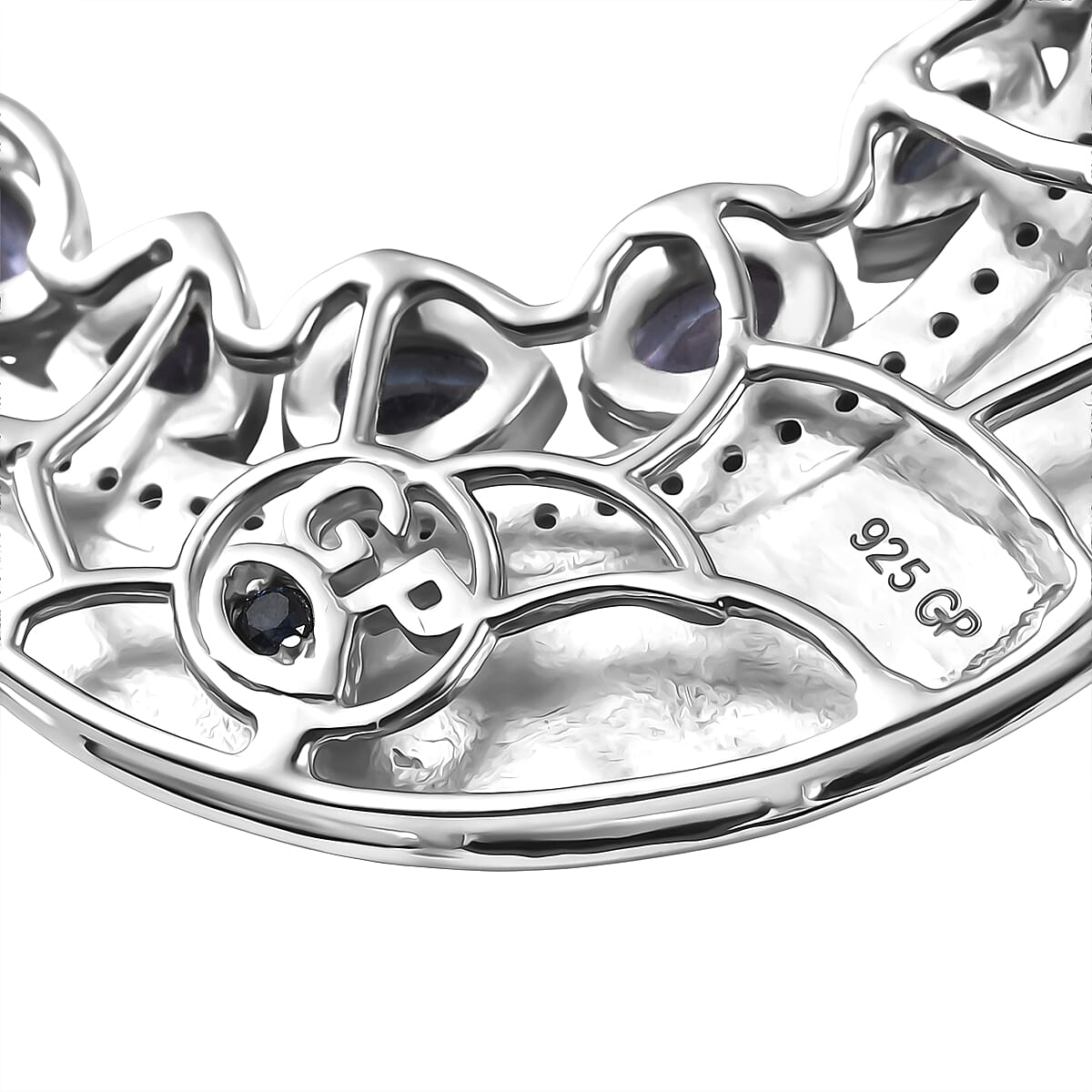 GP Celestial Dream Collection - Tanzanite, White Zircon & Blue Sapphire Pendant with Chain (Size 20) in Rhodium Overlay Sterling Silver 2.03 Ct, Silver Wt. 5.31 Gms.