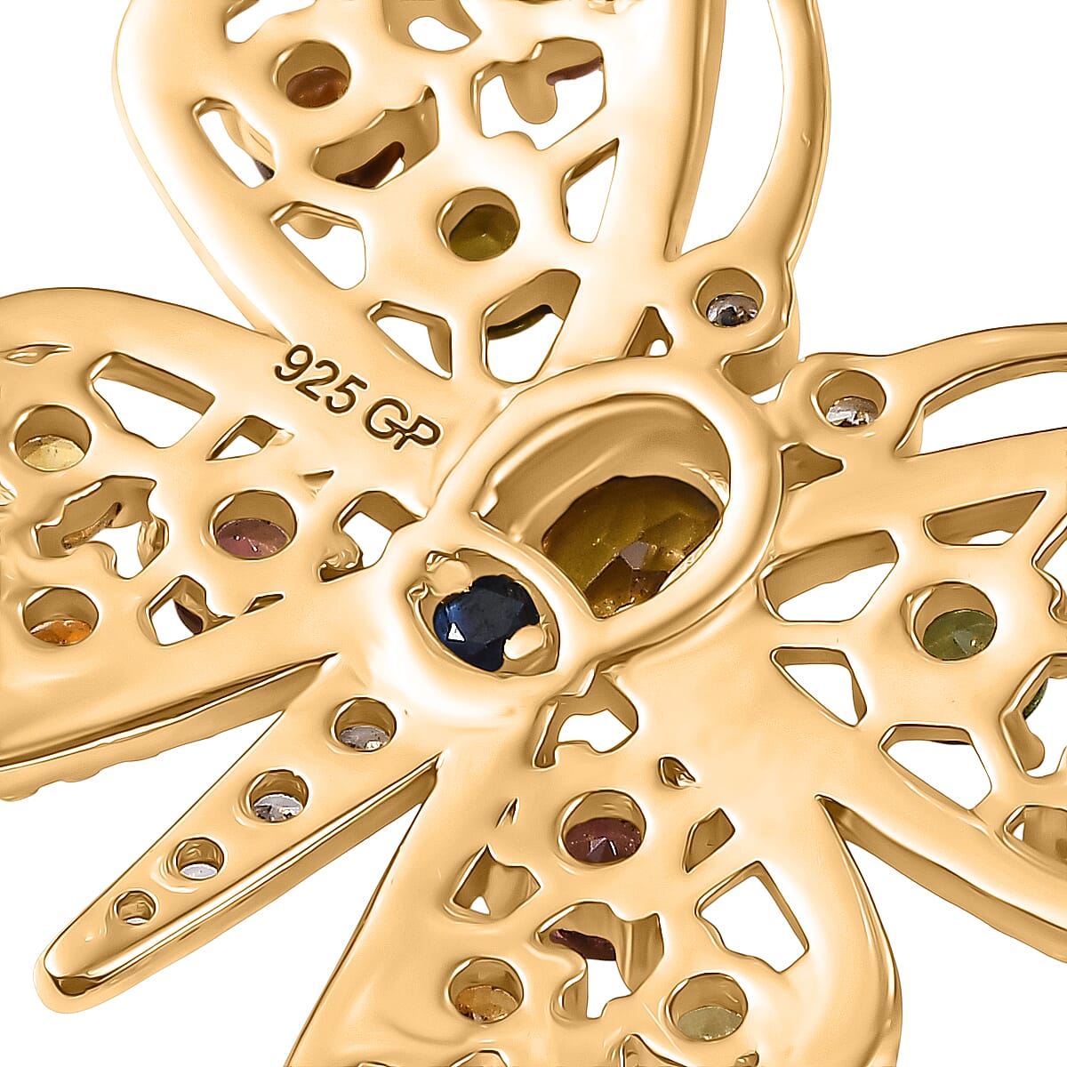 GP - Italian Garden Collection - Multi - Tourmaline, Kanchanaburi Blue Sapphire & Zircon Pendant with Chain (Size 20) in 18K Vermeil Yellow Gold Plated Sterling Silver 1.26 Ct, Silver Wt. 6.01 Gms.