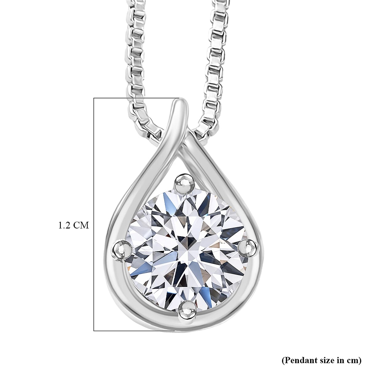 LUXURIANT Lab Grown Diamond Pendant with Cable Chain (Size - 20) in Rhodium Overlay Sterling Silver 1.00 Ct.