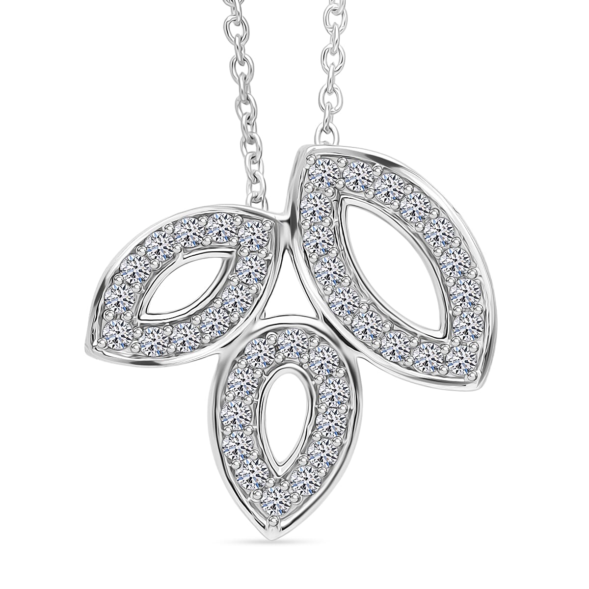 Luxuriant Lab Grown Diamond(VS-EF) Pendant with Chain (Size - 20) in Rhodium Overlay Sterling Silver 0.30 Ct.