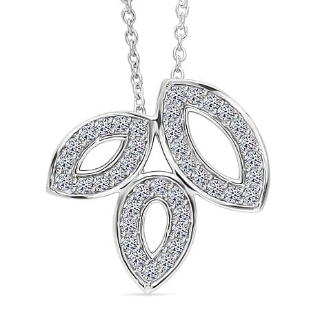 Luxuriant Lab Grown Diamond(VS-EF) Pendant with Chain (Size - 20) in Rhodium Overlay Sterling Silver 0.30 Ct.