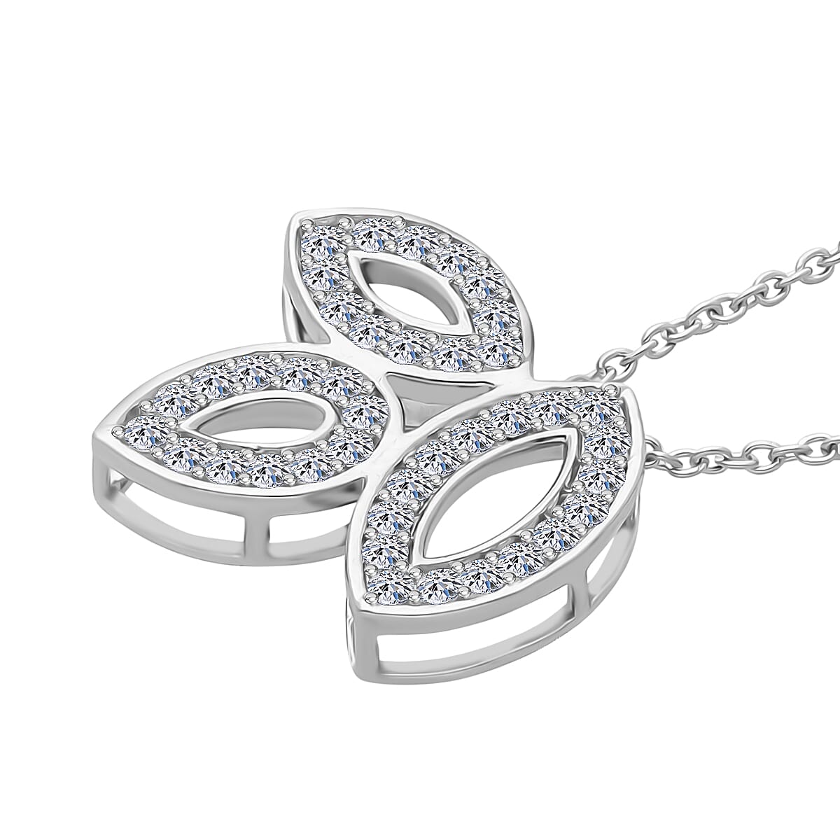 Luxuriant Lab Grown Diamond(VS-EF) Pendant with Chain (Size - 20) in Rhodium Overlay Sterling Silver 0.30 Ct.