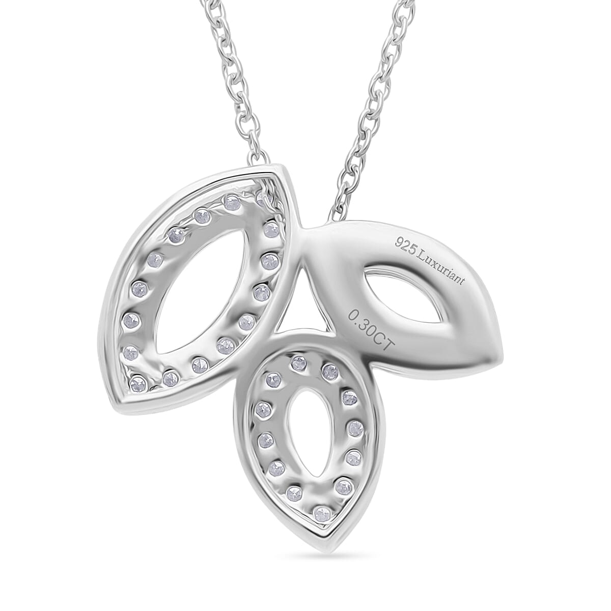 Luxuriant Lab Grown Diamond(VS-EF) Pendant with Chain (Size - 20) in Rhodium Overlay Sterling Silver 0.30 Ct.
