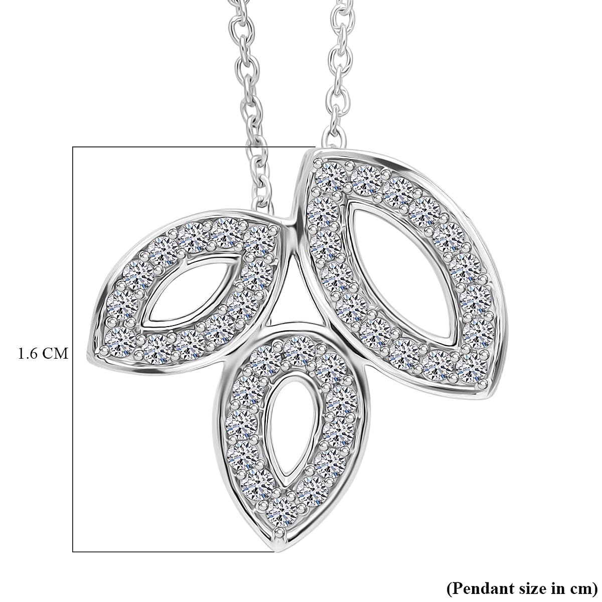 Luxuriant Lab Grown Diamond(VS-EF) Pendant with Chain (Size - 20) in Rhodium Overlay Sterling Silver 0.30 Ct.