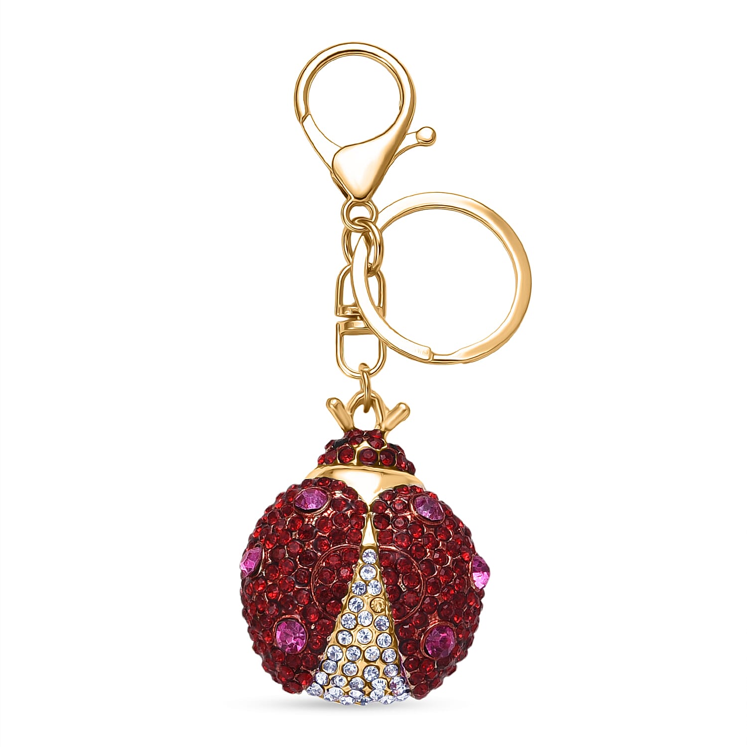 Set of 2 -  Multi Color Lady Bug Crystal Keychain