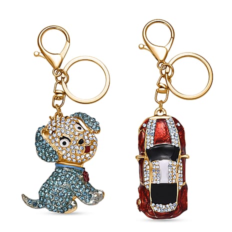 Set of 2 -  White Crystal Keychain 0.02ct  0.020  Ct.