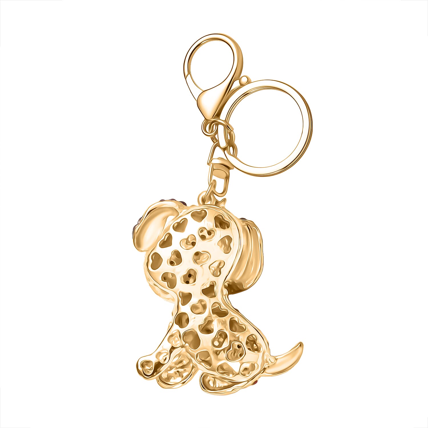 Set of 2 - Multi Colour Peacock & Sweet Puppy Crystal Keychain in Yellow Gold Plated