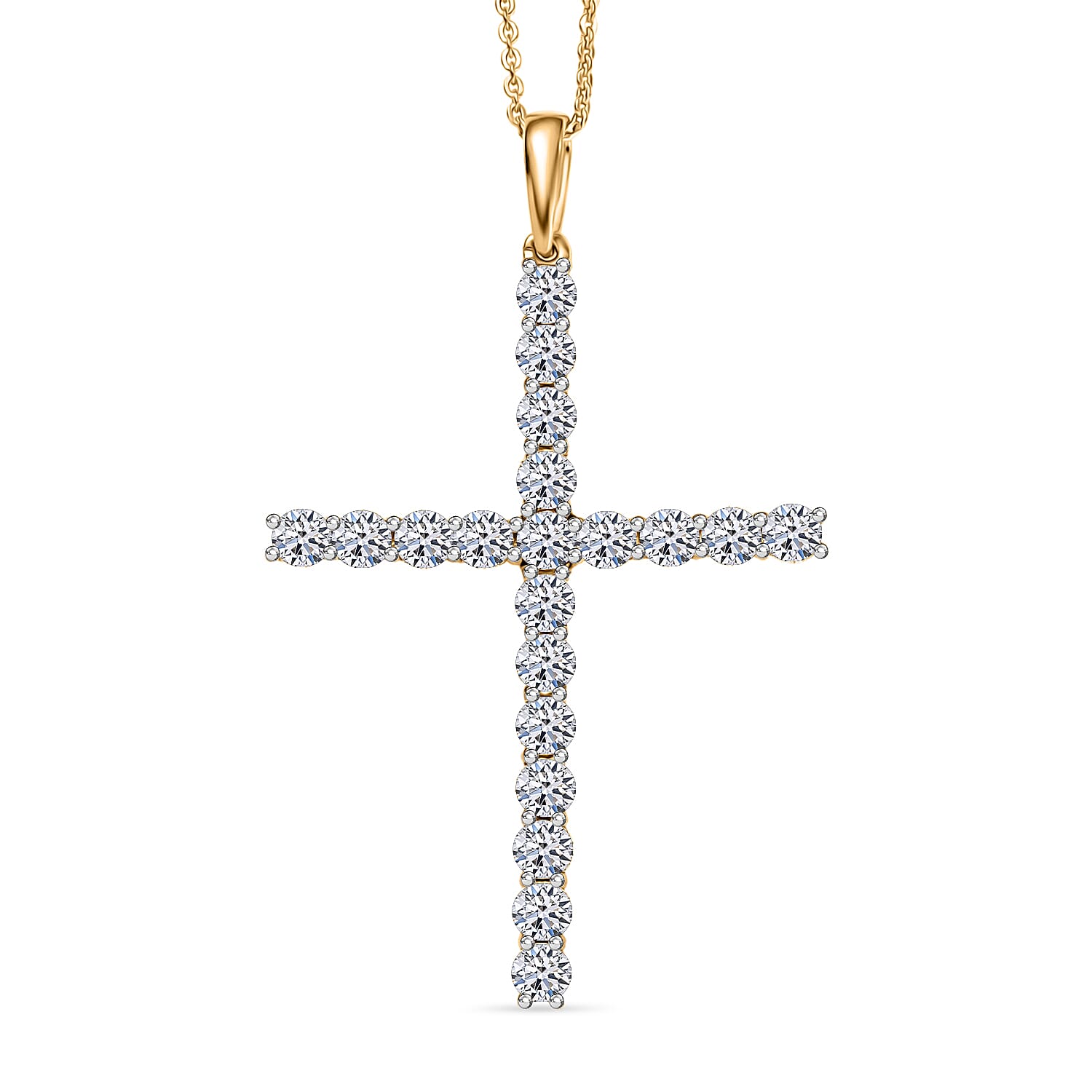 Luxuriant Lab Grown Diamond Pendant with Chain (Size 20) in 18K Vermeil Yellow Gold Plated Sterling Silver  2.00 Ct.