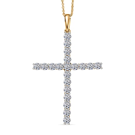 Luxuriant Lab Grown Diamond Pendant with Chain (Size 20) in 18K Vermeil Yellow Gold Plated Sterling Silver  2.00 Ct.