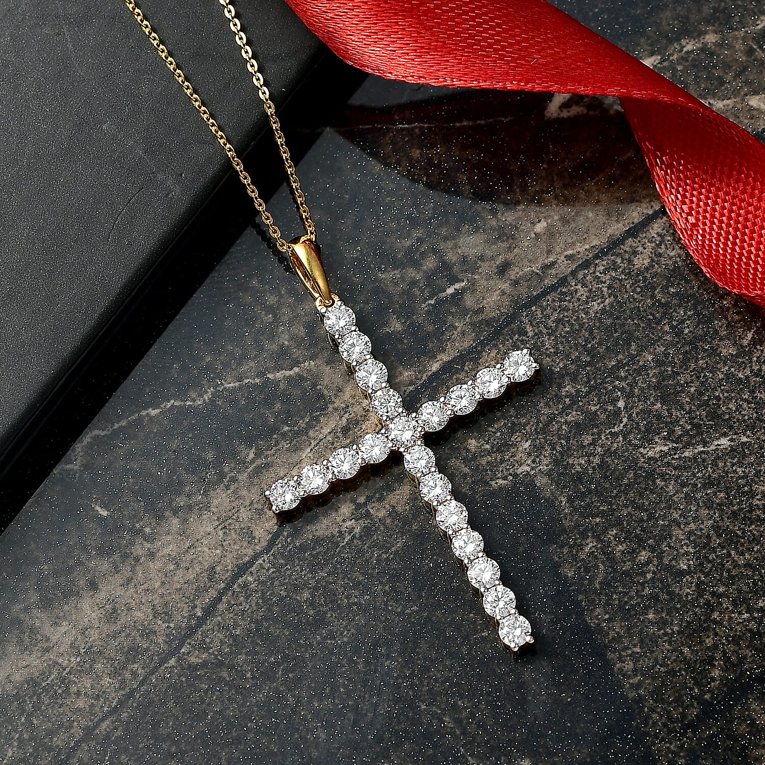 Luxuriant Lab Grown Diamond Pendant with Chain (Size 20) in 18K Vermeil Yellow Gold Plated Sterling Silver  2.00 Ct.