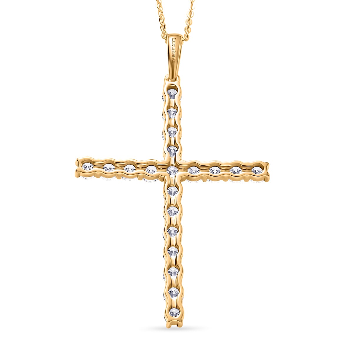 Luxuriant Lab Grown Diamond Pendant with Chain (Size 20) in 18K Vermeil Yellow Gold Plated Sterling Silver  2.00 Ct.