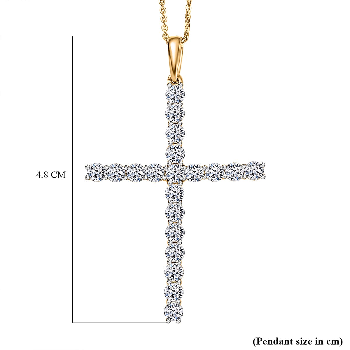 Luxuriant Lab Grown Diamond Pendant with Chain (Size 20) in 18K Vermeil Yellow Gold Plated Sterling Silver  2.00 Ct.