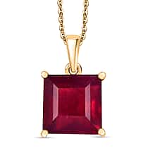 D'Joy African Ruby Pendant with Chain (Size 20) in 18K Vermeil Yellow Gold Plated Sterling Silver 10.27 Ct.