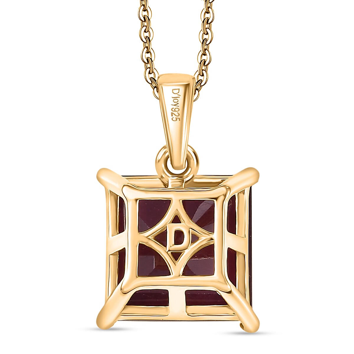 D'Joy African Ruby Pendant with Chain (Size 20) in 18K Vermeil Yellow Gold Plated Sterling Silver 10.27 Ct.
