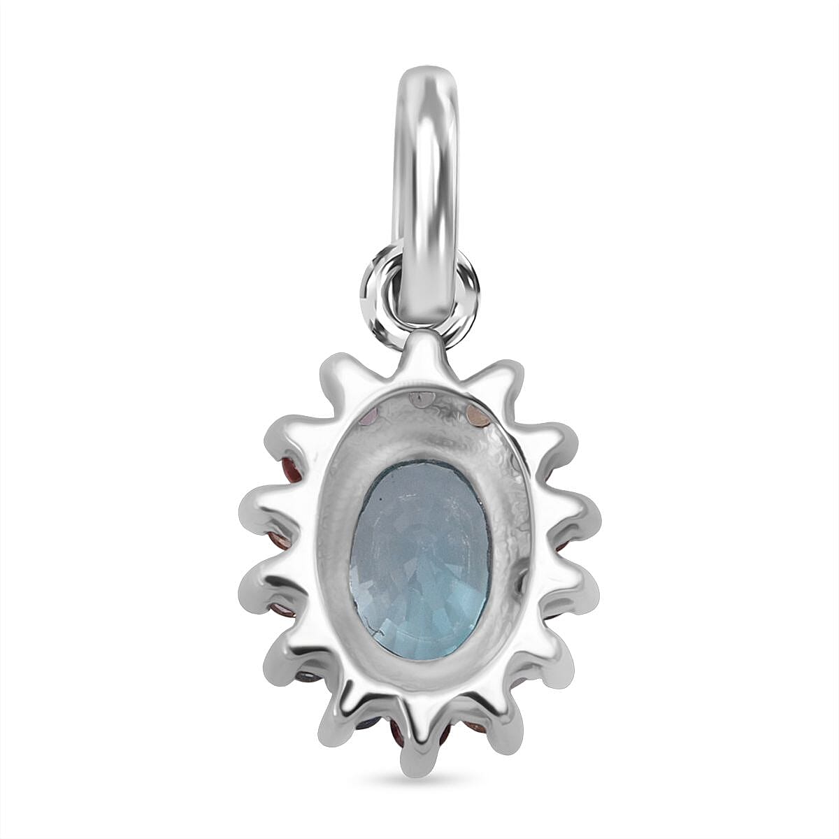 3 Piece Set - D'Joy Blue Zircon & Multi Sapphire Ring (Size - L), Pendant and Earring in Rhodium Overlay Sterling Silver 7.74 Ct.