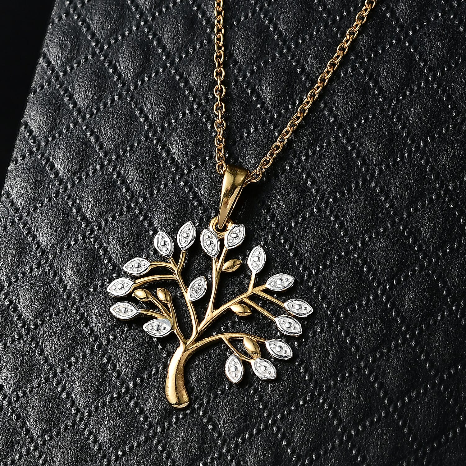 White Diamond Pendant with Chain (Size 20) Stainless Steel  0.004  Ct.