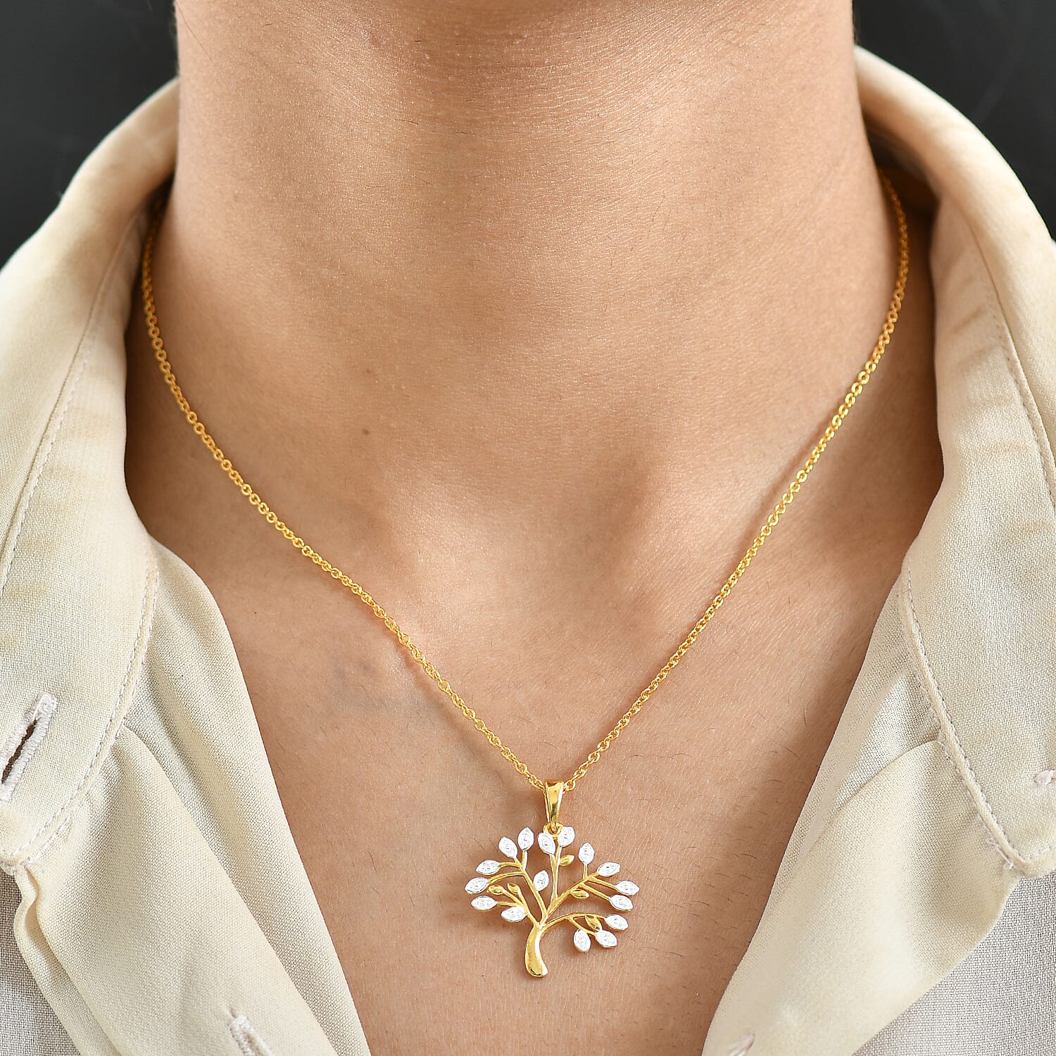 White Diamond Pendant with Chain (Size 20) Stainless Steel  0.004  Ct.