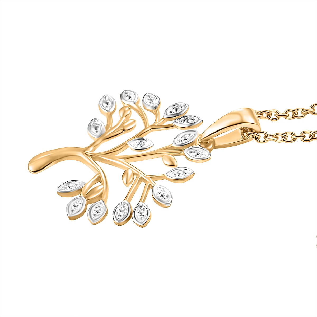 White Diamond Pendant with Chain (Size 20) Stainless Steel  0.004  Ct.