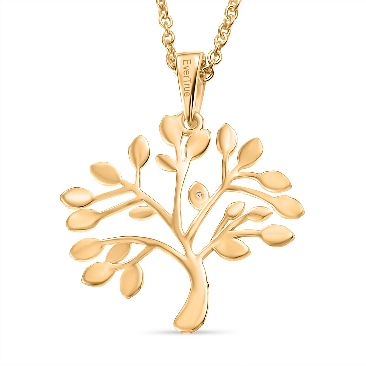 White Diamond Pendant with Chain (Size 20) Stainless Steel  0.004  Ct.