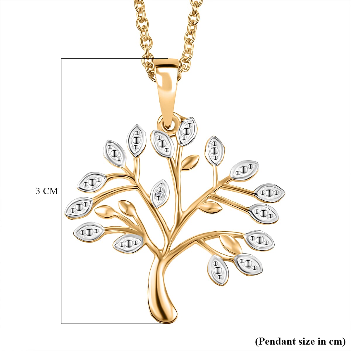 White Diamond Pendant with Chain (Size 20) Stainless Steel  0.004  Ct.