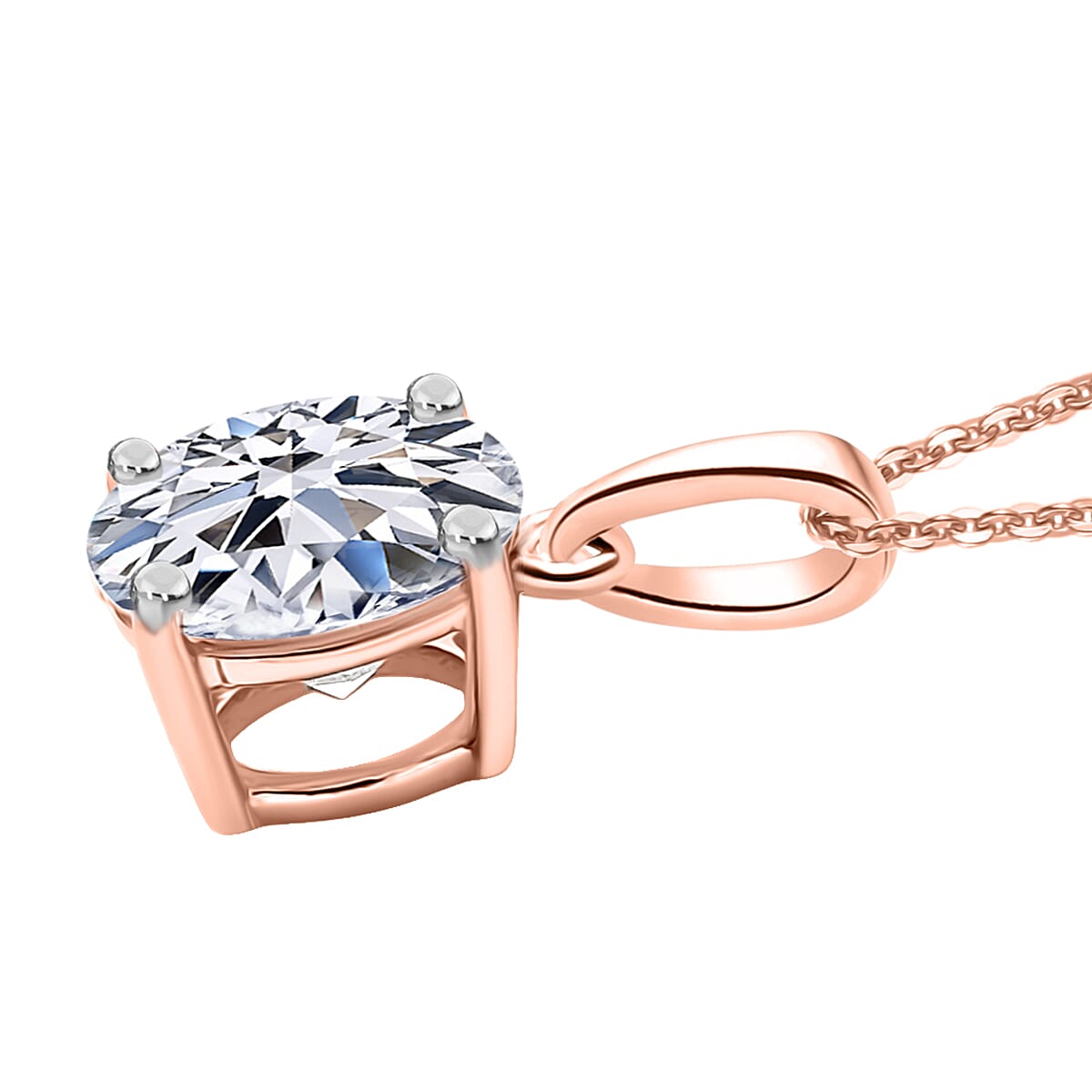 Luxuriant Lab Grown Diamond(Si-G-H) Pendant with Chain (Size 20) in 18K Vermeil Rose Gold Plated Sterling Silver 1.50 Ct.