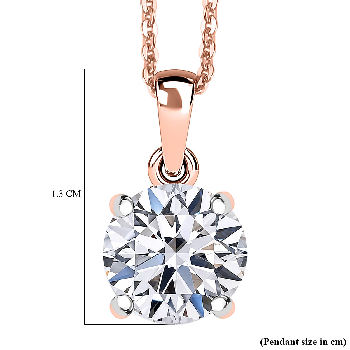 Luxuriant Lab Grown Diamond(Si-G-H) Pendant with Chain (Size 20) in 18K Vermeil Rose Gold Plated Sterling Silver 1.50 Ct.
